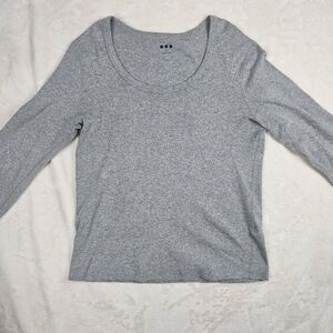 Three Dots Shirt Long Sleeve XLWomen’s Top Scoop Neck Gray lightweight